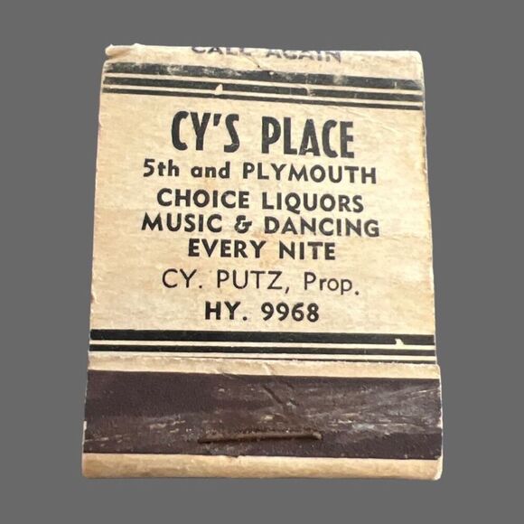 Vintage 1930's Town Tavern Billie & Gust 115 Silver St Hurley WI Matchbook RARE - Picture 2 of 3